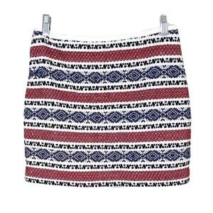 Madewell Jacquard Gamine Lined Mini Short Skirt Red White Blue Size 2 Embroider